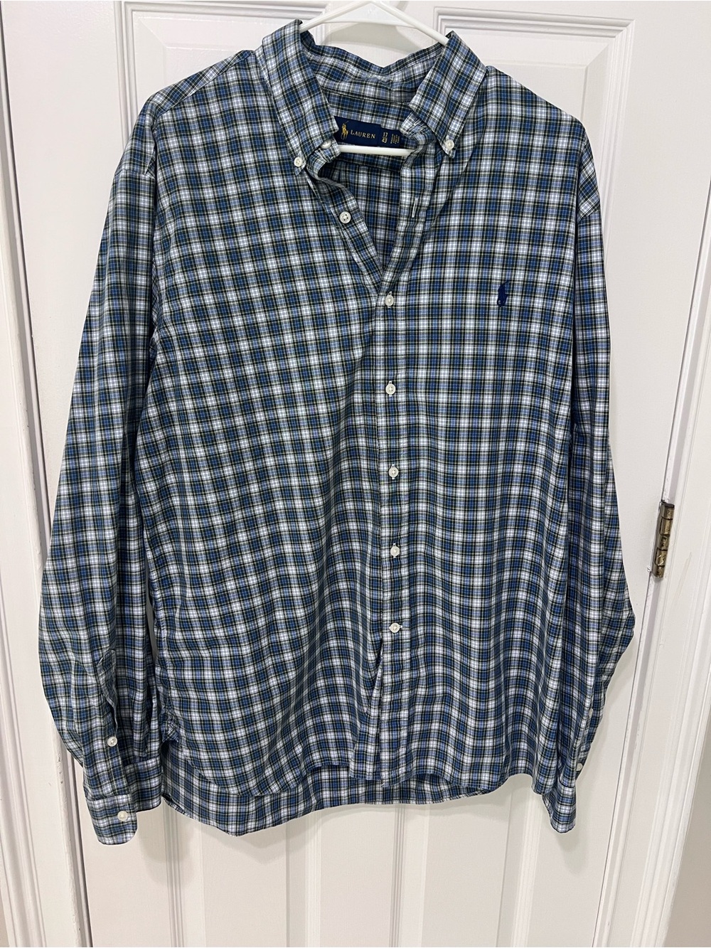 Polo by Ralph Lauren Blue and White Plaid Button-Down Shirt